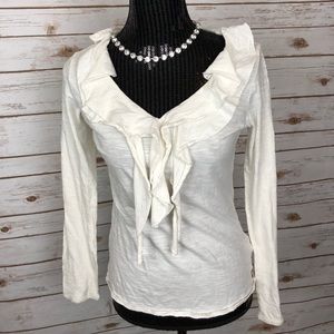Polo Jeans Ruffle Long Sleeve Cotton Top Sz S🎀